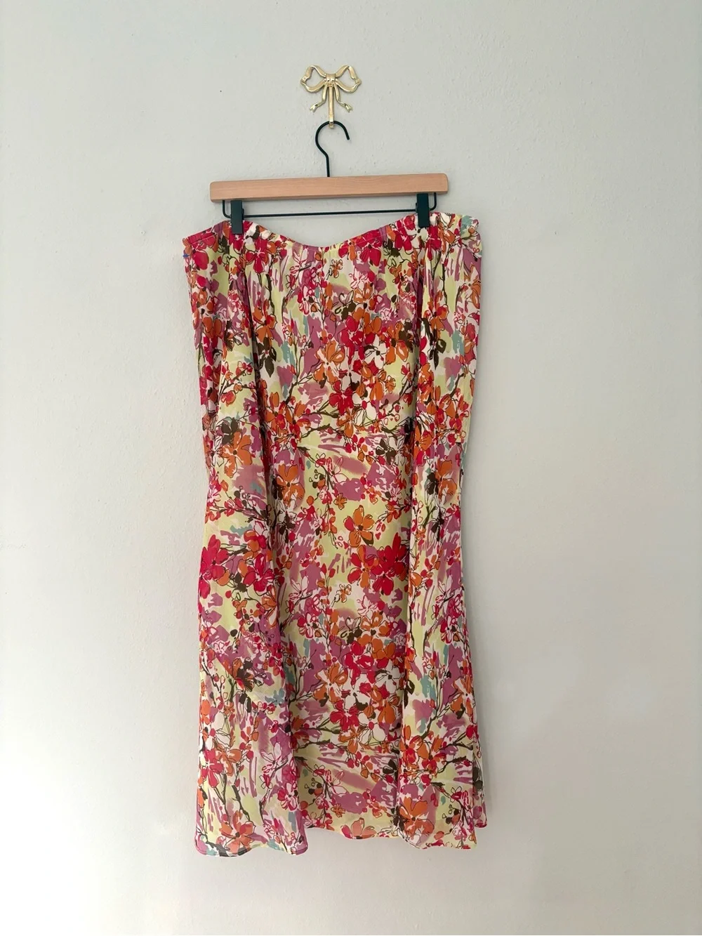 Lane Bryant Floral A-Line Skirt in Pink, Cream & Orange